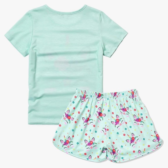 2 Pc Pajamas Sets for Girls Unicorn Pjs Little Kids Summer Cotton Sleepwear - Picture 2 of 3